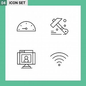 Download Set of 4 Modern UI Icons Symbols Signs for dash video construction call connection Editable Vector Design Elements for free
