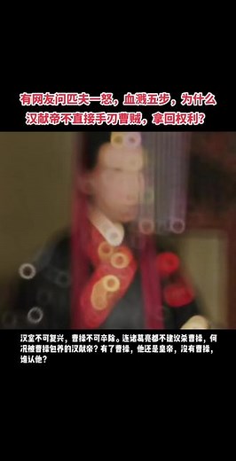 有网友问匹夫一怒，血溅五步，为什么汉献帝不直接手刃曹贼，拿回权利？#率土之滨 #率土星推计划 #三国 #历史 #汉献帝
