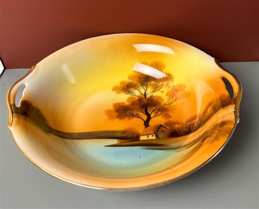 Vintage Hand-painted Noritake China Bowl, Tree in the Meadow Pattern, Scenic Landscape Sunset, C1920s - Etsy