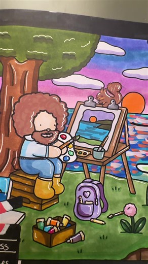 Bob Ross!! I love him sm!! #colortok #crafty #coloring #bobross #art