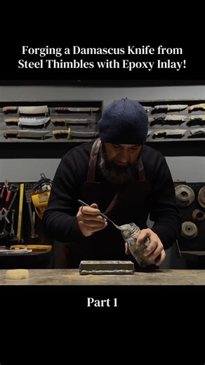 Forging a Damascus Knife from Steel Thimbles