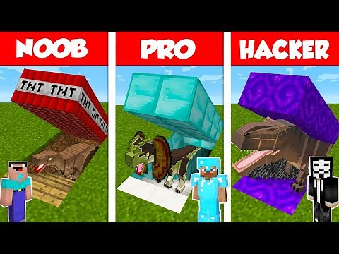 Minecraft NOOB vs PRO vs HACKER: SECRET DINOSAUR BASE CHALLENGE in Minecraft / Animation