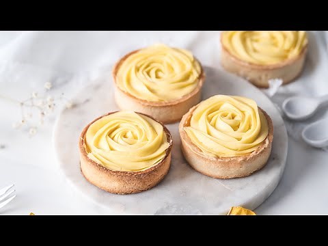 Lemon Rose Tart. How to Pipe Realistic Rose? Lemon Curd Filling, Piping Tips and Technique