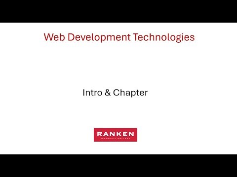 Intro & Chapter 1 - Web Development Technologies