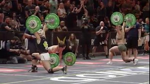 Down. To. The. Wire. Adams was assessed a penalty for not stepping over her barbell at the finish line, allowing Wells to take second place in the event. | The CrossFit Games