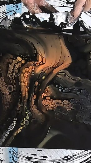 54 reactions | I tried out some Black pillow paint for this Acrylic pour loaded palette knife swipe. This was a house paint base with some Mont Marte Metallics over the top. #fluidart #acrylicpouring #abstractart #fluidpainting #paintpouring #swipetechnique #acrylicpainting #pouredpainting #spinningpaint #paintspinning | Fiona's Creative Canvas | Facebook