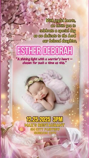 Elegant Baby Girl Baptism & Dedication Invitation Template | CapCut Template