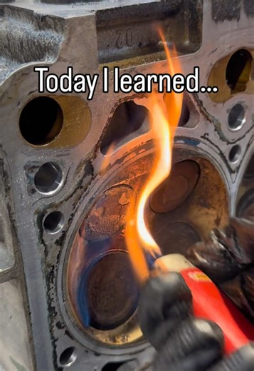 One way to check if your valve is leaking. Who can tell me what this head is off? #bmw #mechanic #diy #vulcanmotorworks