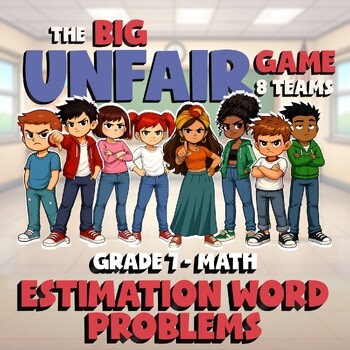 Estimation Word Problems BIG UNFAIR Math Game - No Prep Grade 7 Review Activity