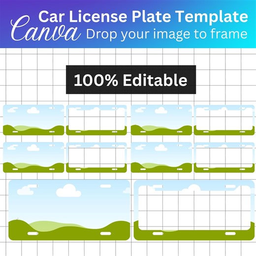 Car License Plate Template | Canva Editable License Plate | License Plate SVG PNG | Car License Frame Template | Custom Plate Design - Etsy