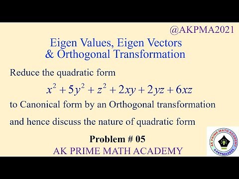 Reduction of quadratic form to canonical form by orthogonal transformation #jntua #linearalgebra