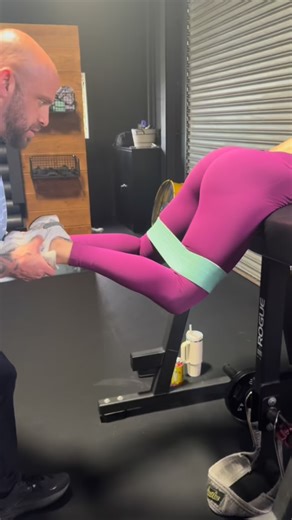 This is great one you can really do anywhere you have a bench and a band for a glute pump Glute band just above your knees, heels touching, knees pushed out against tension of the band Great for a quick pump or finisher to any glute day | Andrew Taylor