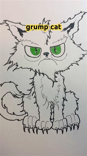 grump cat drawing i did without looking