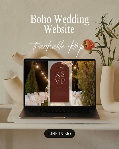Modern Boho Wedding Website Invitation Template | Edit in Canva + Track RSVPs Online