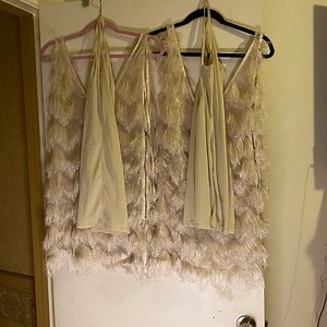 Two layered fringed cocktail dresses with slips never worn