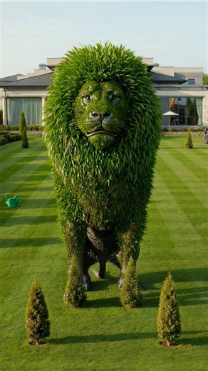 Luxury Lion Topiary Transformation, From Metal Frame to Living Garden Masterpiece