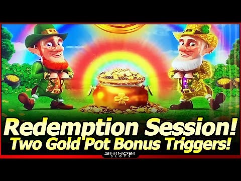 BIG WIN Bonus in Wild Lepre'Coins Double Luck Slot! Redemption Session with Two Gold Pot Triggers!