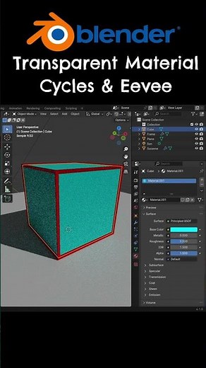 How to make a transparent material in Blender Cycles And Eevee #blender3d #blendertutorial
