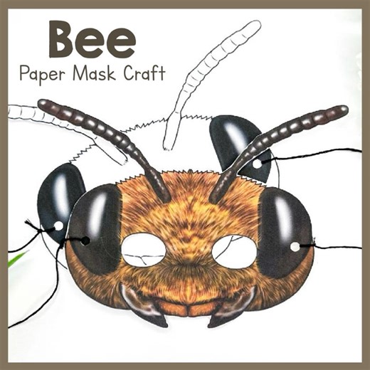 Printable Jointed BEE Paper Mask Craft Template Kit | DIY Animal Face PDF | Fun Party Costume, Kids & School Project Activity - Etsy