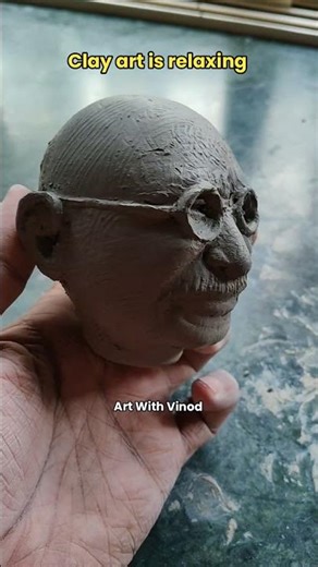 Clay artwork - Mahatma Gandhi Fcae Sculpture #clay #clayart #shorts