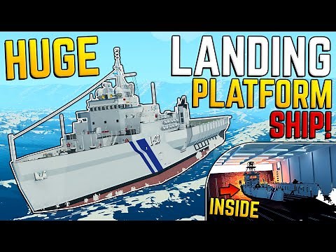 HUGE LANDING PLATFORM SHIP Has LANDING CRAFT INSIDE!? In Stormworks!