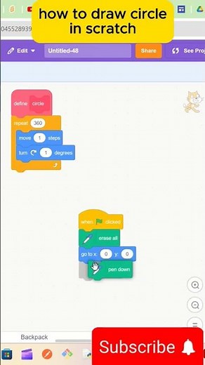 how to draw circle in scratch using pen art #scratch #turtle #kidscoding