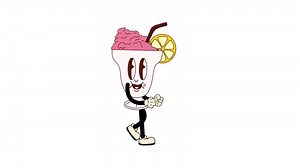 Download Funky Vintage Milkshake Mascot Walking. Seamless Animation for free
