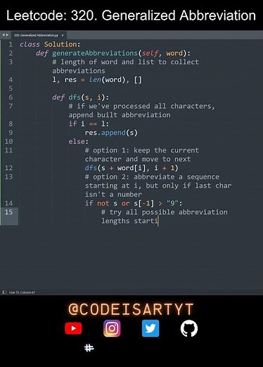 Leetcode 320. Generalized Abbreviation in Python | Python Leetcode | Python Coding Tutorial | ASMR