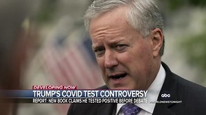 TRUMP'S COVID TEST CONTROVERSY: According to a report by The Guardian, former Pres. Trump's chief of staff Mark Meadows claims in a new book that Trump tested positive for COVID-19 three days before his first debate with Joe Biden. Jonathan Karl reports. https://abcn.ws/3xL3QT7 | ABC World News Tonight with David Muir