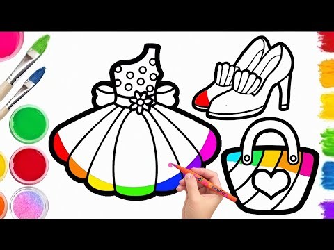 “Beautiful Dress, Shoes & Bag Coloring | Easy Drawing | Rainbow Coloring”