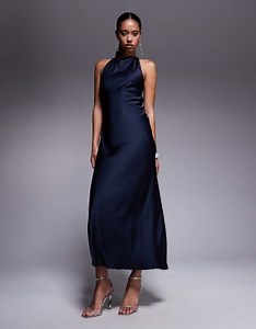 Forever New backless satin high neck maxi dress in moonlight | ASOS