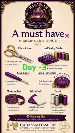 A must haveA BEGINNER'S GUIDEFabric ScissorsHand Sewing Needles & tools names.#stitching