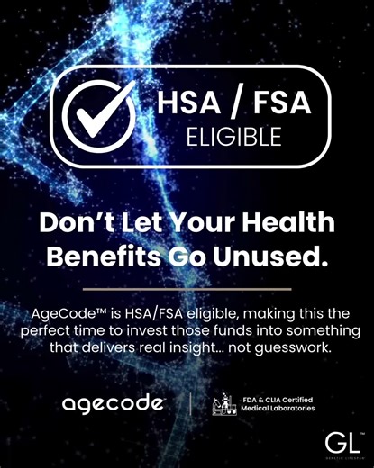 End-of-Year Reminder! Many plans reset at the end of the year. AgeCode™ goes beyond standard lab testing to reveal how your body is aging at the cellular level, empowering you with personalized guidance to support long-term health and longevity. Use your remaining benefits before they expire and start the new year informed, proactive, and in control. Test smarter. Age better. Start with AgeCode™. Visit us at www.AgeCode.bio today. #GeneticLifeSpan #AgeCode #Longevity