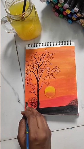 Easy Sunset Scenery Painting|Acrylic Landscape Art for Beginners