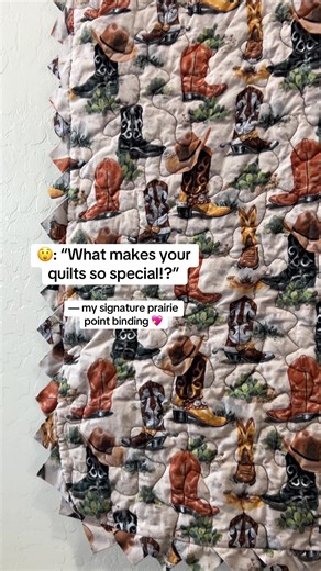 You can learn too! Check out the pinned tutorial on my page ❤️ prairie point binding on quilts #sewing #babyquilt #handmadequilt #sewingtips #quiltingtips