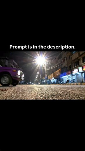 Step 1- open flow Ai on your browser Step 2 - click on text to video, select ingredients to video Step 3 - add your image Step 4 - add prompt (Nighttime cinematic scene filmed from a fixed extreme low-angle SIDE VIEW camera placed directly on an Indian asphalt road. The camera is positioned perpendicular to the road, capturing only left-to-right movement. Strictly side profile view only. No front-facing or head-on shots.” Environment Rough Indian road texture with dust and tire marks. A harsh wh