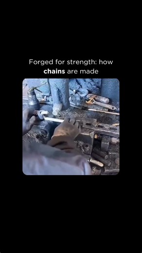 AI | Technology | Business on Instagram: "Ever wondered how metal chains are actually made? It’s way more precise than it looks.🔗 What starts as raw steel wire becomes one of the strongest, most reliable components in the world ⚙️🏗️. Chain making begins by drawing steel wire to exact thickness, then feeding it into automated machines that bend, cut, and weld each individual link with millimeter accuracy 🔥🔩. Each link is shaped, welded shut under extreme heat, then cooled and tested for stren