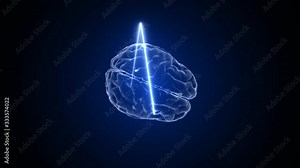 Heart pulse and brain animation 3d. Medical and scientific. Heartbeat background.