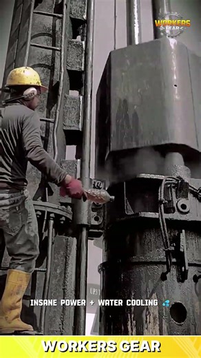 Worker Operating High-Impact Drilling Rig with Water Cooling System for Efficient Deep Bore Drilling