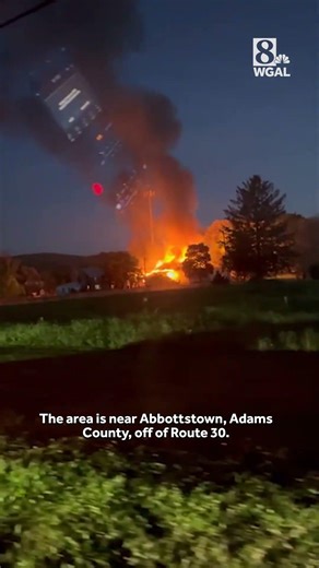Huge fire lights up night in western York County, Pa.