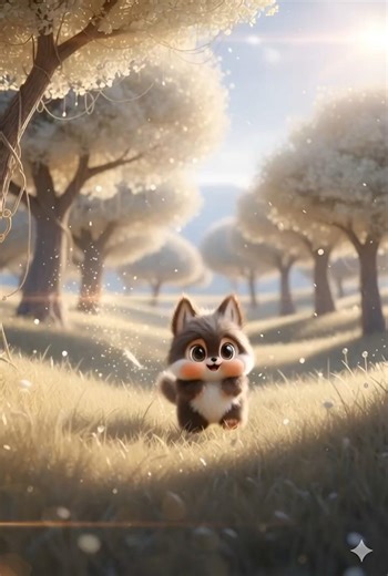 Blush's Zephyr Zest Playful Fox Chases Breezy Wisps in Cloudwoven Garden Airy Whimsical Escape