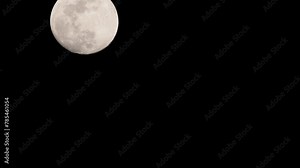 Moon Timelapse, Stock time lapse : Full moon rise in dark nature sky, night time. Full moon disk time lapse with moon light up in night dark black sky. High-quality free video footage or timelapse