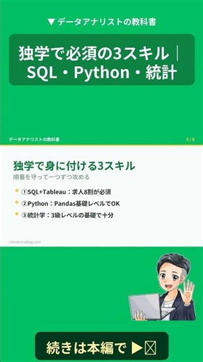 独学で必須の3スキル｜SQL・Python・統計 #Shorts