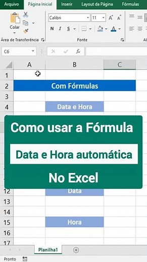 ✅Como Exibir data e Hora automática no excel - Atalho do Excel