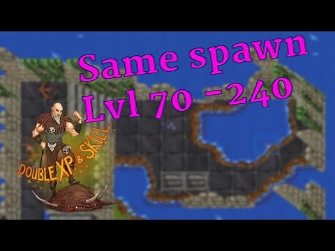 You never have to leave this hunting spawn in Tibia. Double exp from low to medium level.