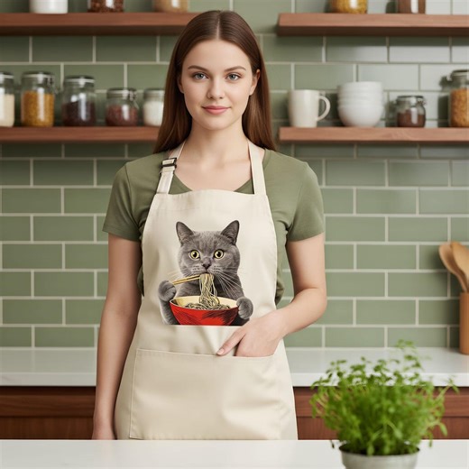 Noodle Cat Apron, Cat Lover Apron, Black Cat Apron, Ramen Cat Apron, Black Cat Noodle Apron, Baking Apron, Kitchen Apron,baking Gift for Mom - Etsy