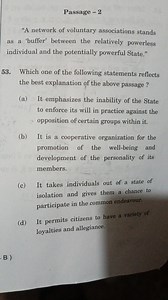 Passage - 2"A network of voluntary associations stands as a '... | Filo