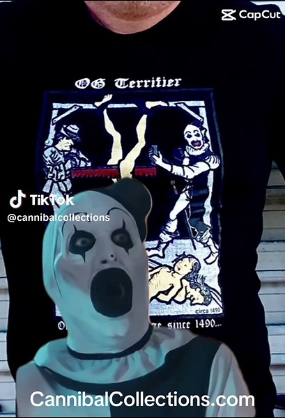 The OG Terrifier- “On the cutting edge since 1490” ! The historical horror tee features an original image of executions in the 1400’s. Art brings it home…. Available only at www.CannibalCollections.com #horror #cannibalcollections #horrormovies #truecrime #horrormovie #terrifier #horrorhistory #arttheclownterrifier