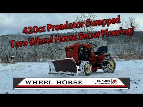 Vintage Toro Wheel Horse C-145 PREDATOR 420cc REPOPOWER – Snow Plowing Test! 
