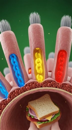Sandwich 🥪 digest scientific animation with 3D in human body & digestive system